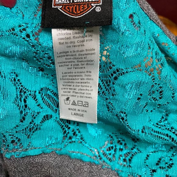 L Harley Davidson T-Shirt w/Lace Inset Yoke - Picture 6 of 7